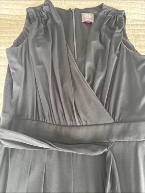 Vince Camuto Black Jumpsuit with Magenta Tag Detail